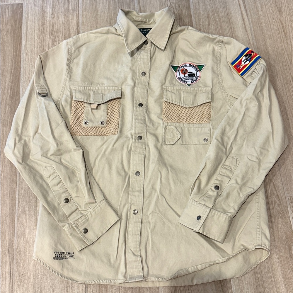 Very nice Ralph Lauren safari style M has added patches Africa and Range Rover
